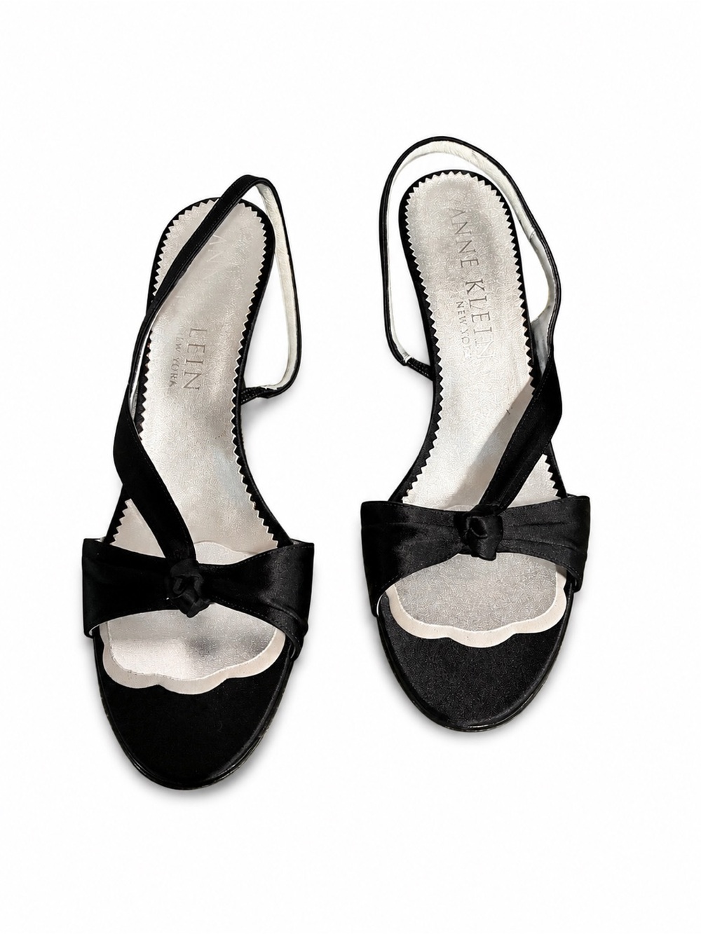 Anne Klein Black Satin Knot Slingback Sandals 9.5M
